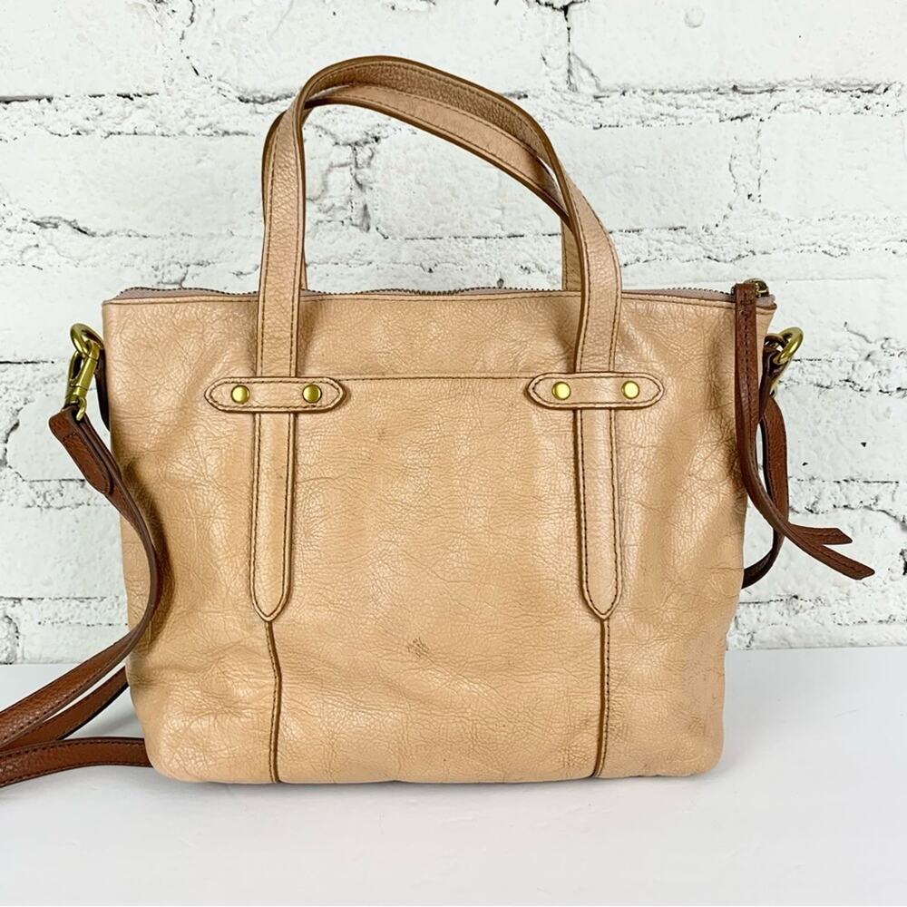 Fossil Felicity Tan Leather Satchel Crossbody Purse